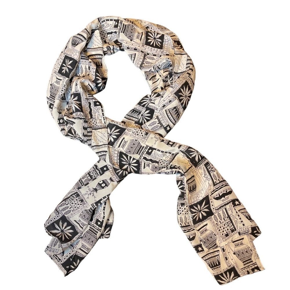 Black White Design Long Decorative Scarf